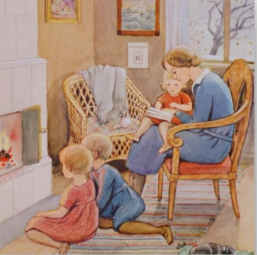 elsa_beskow-reading-in-fron-of-the-fireplace